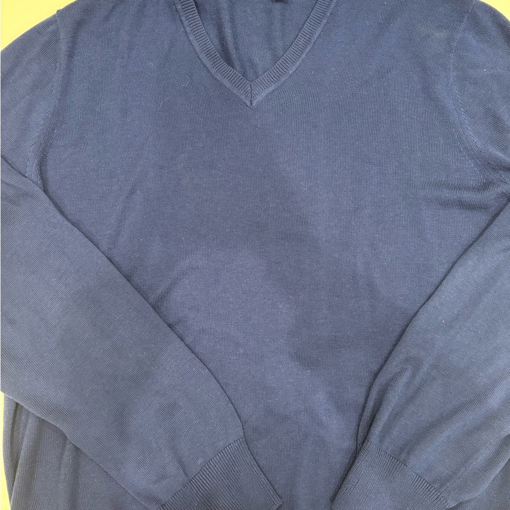 Men's Blue V-Neck Sweater